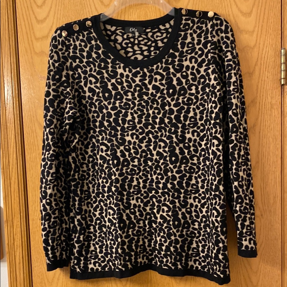 REDUCED!! Orly Black and Cream Animal Print Sweater